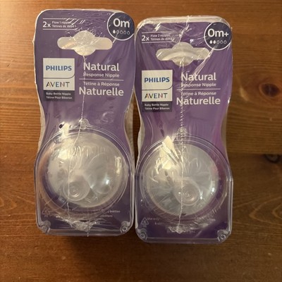 NEW - 2 Packs Philips Avent Natural Response Nipples 0M.  8 Total. SCY961/04