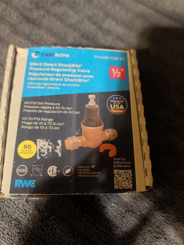 Cash Acme EB45 SharkBite Pressure Regulating Valve, 1/2 Inch Push to Connect