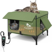 Heated Cat House for Outside Waterproof Elevated Base Insulated Outdoor Shelter