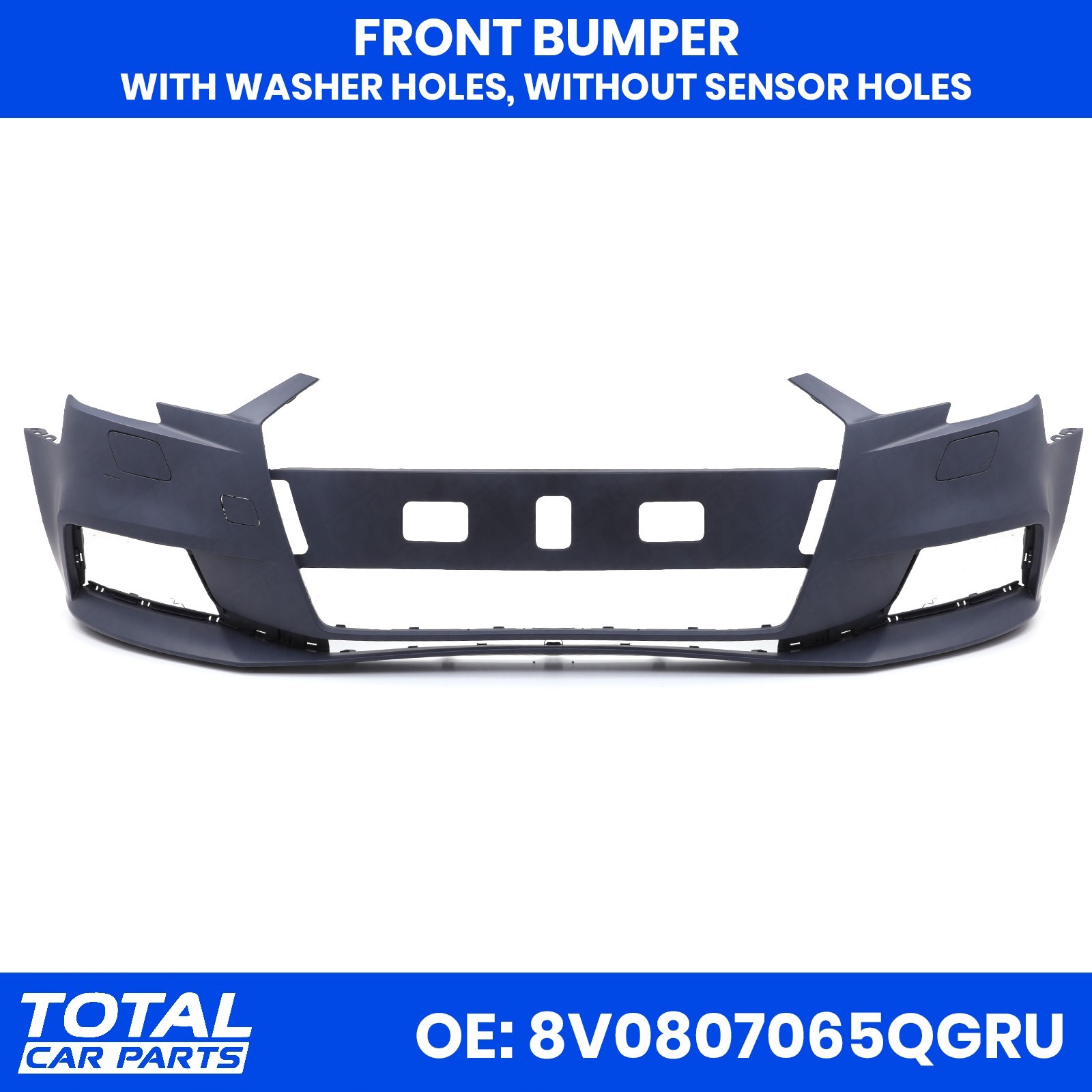 PRIMED FRONT BUMPER NO WASHER/PDC FOR AUDI A3 8V FACELIFT NON S LINE 16-20