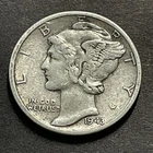 1943 D Mercury Dime 10 cents USA Coin 90% Silver Liberty Freedom WWII Circulated