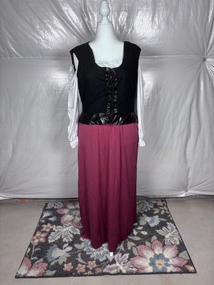 Plus Size 18/20 Disguise Renaissance Tavern Wench Pirate Costume Dress Red Black