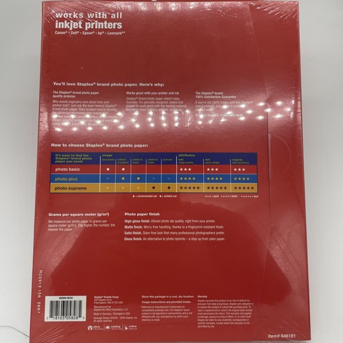 Lot Of 5 Boxes Staples Photo Supreme Paper 8 1/2" x 11" Photo Basic Gloss 50/PK - 第 3/5 張圖片