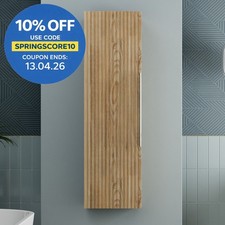 1200mm Wall Hung Tall Bathroom Storage Cabinet Cupboard Wood Effect Fluted