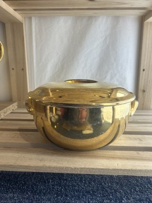 Royal Worcester Gold Lustre Auflaufform & Deckel Porzellan. 16,5 cm Durchmesser