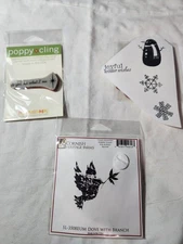Assorted Christmas Winter Cling Stamps Snowman Dove Snowflakes