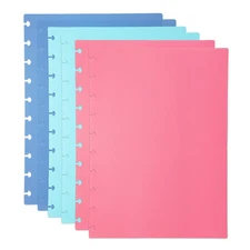 1 Set 10 x 7.1" B5 Discbound Notebook Cover, Pink/Blue/Green