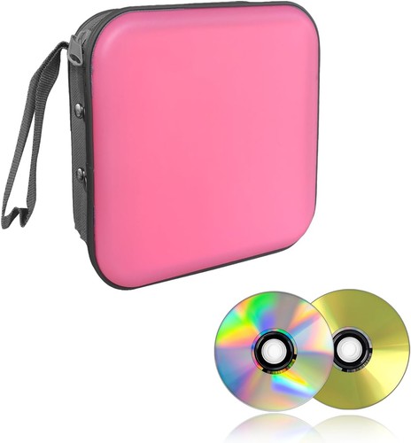 48 Capacity CD Case, Portable DVD Hard Plastic Case Holder, Univer Color: Pink - Picture 1 of 6