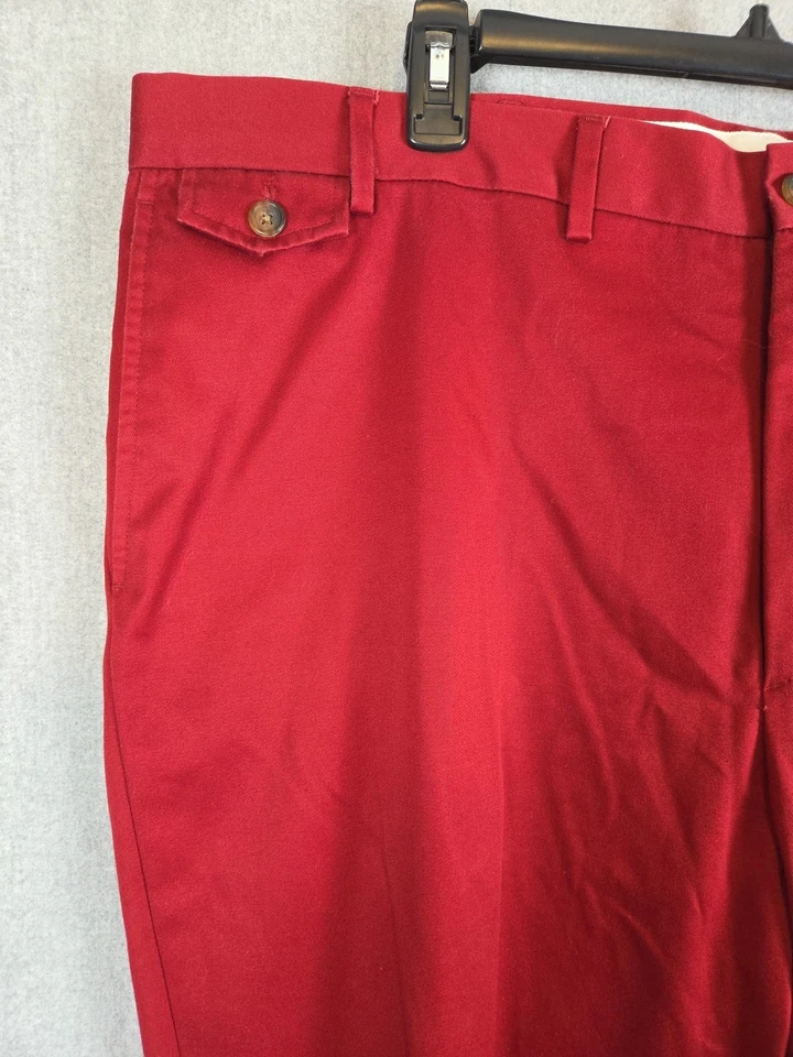 Calça chino Lands End ajuste tradicional masculina 44x31 feriado vermelha festiva Natal - Imagem 4 de 4