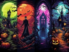 Halloween Diamond Paintings Kits for Adults, Horror Pumpkin Diamond Art Kits Ful