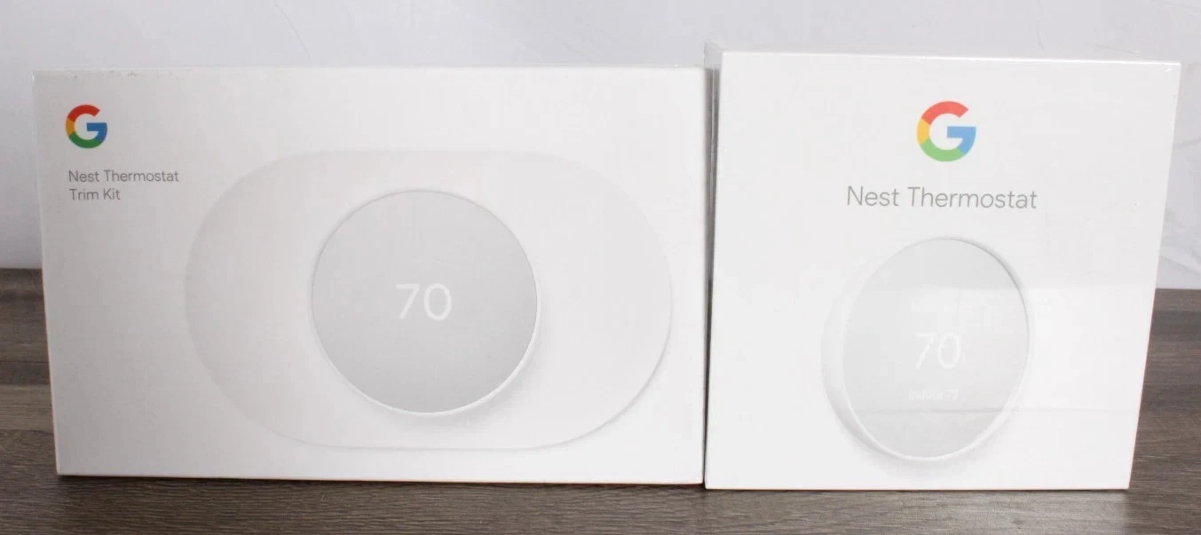 Google Nest Smart Thermostat+Bonus Trim Kit Snow Model GA01334