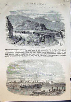 Altes asiatisches Russland Dorf sibirische Seite Ural Angelstation Astrak