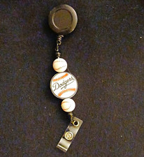 Retractable ID Badge Holder Reel Los Angeles Dodgers Baseball Sports Black White