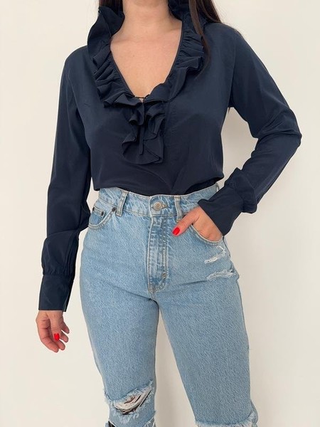 Women Caliban Shirt Navy Silk 38 / M / 46