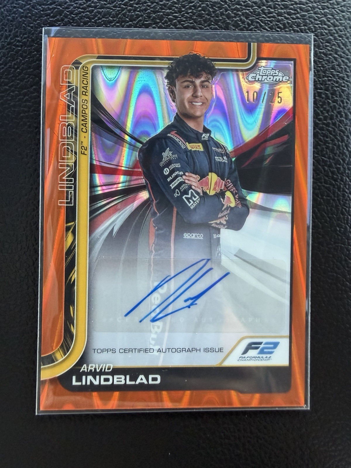 2025 Topps Chrome F1 Arvid Lindblad Auto /25 Orange Raywave