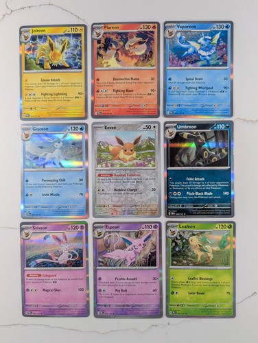 Pokemon Prismatic Evolutions - 9 Card Eeveelution Holo Set NM