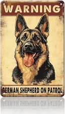 Warning Vintage German Shepherd Tin Metal Signs Home D cor 8x12