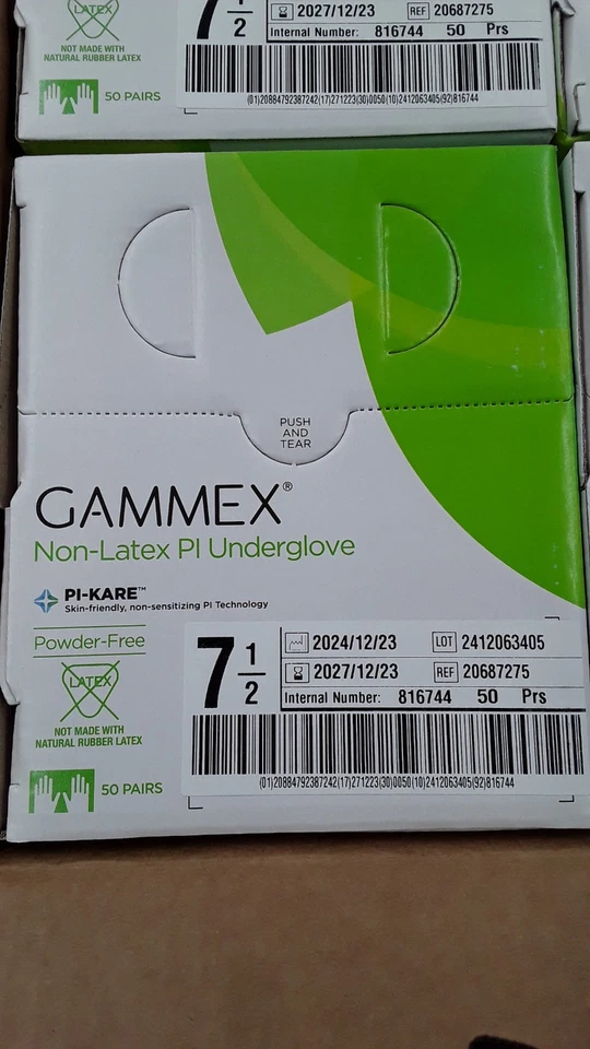 Guante interior Ansell Gammex poliisopreno 7 1/2 sin látex REF 20687275 caja de 200PRS Foto 2 de 4