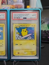 Rising Rivals Surfing Pikachu Holo 2009 Pokemon Platinum #114/111 PSA 8 Swirl