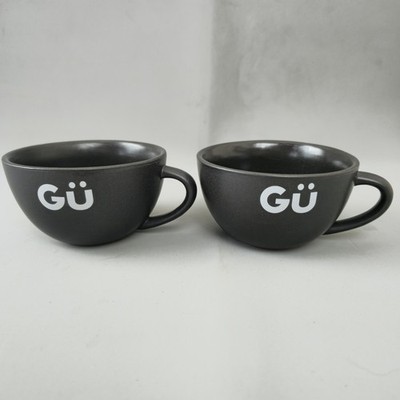 Paar Gü Cappuccinotassen schwarz Keramik Kaffeetassen offizielle Marke Gü matt