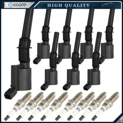 Set of 8 Ignition Coils For Ford Lincoln DG508 & 8 Spark Plugs SP493 4.6L 5.4L
