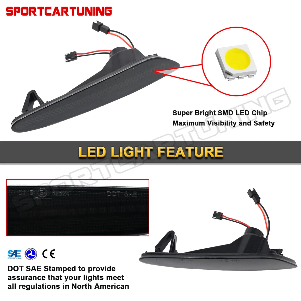 For 03-06 Mercedes W211 E-Class LED Front Bumper Side Marker Lights Smoked Lens — 第 4/4 张图片