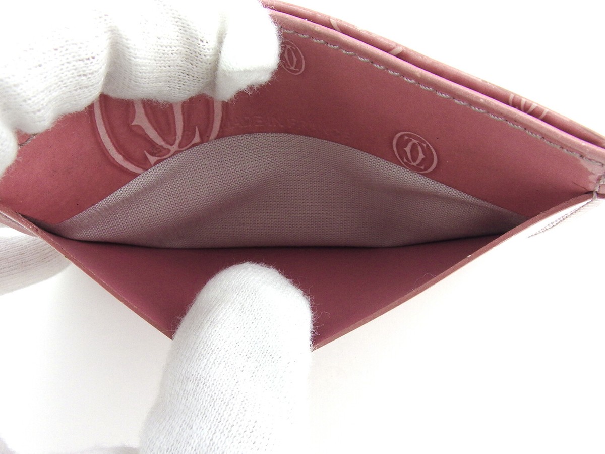 Cartier card case Happy Birthday pink enamel leather