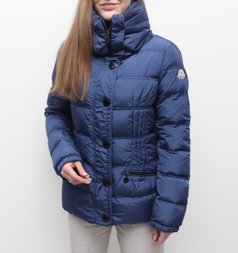 Women's MONCLER Vosges Down Puffer Jacket Coat Full Zip Size 3 ~M Blue - Picture 3 of 15