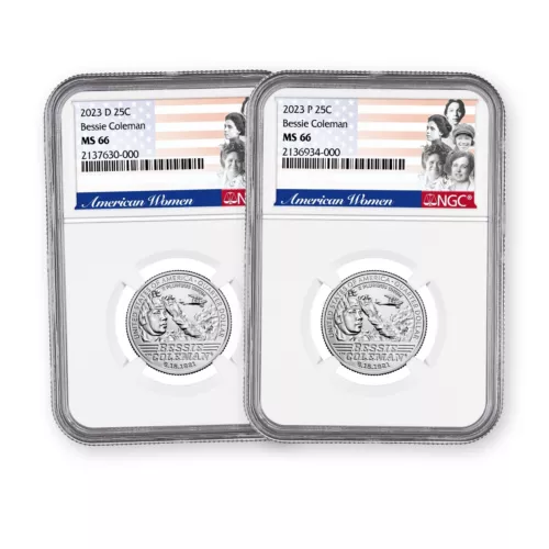 2023 Bessie Coleman Quarter -2pc Set (P & D) - NGC 66