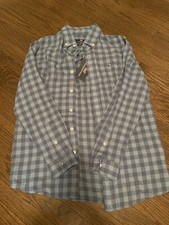 Vineyard Vines Boys Blue Plaid Cotton Long Sleeve Whale Shirts M 12-14 *New*