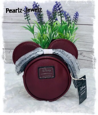 Disney Burgundy Mini Bag Loungefly Disney Minnie Mouse Maroon Quilted Silhouette Head  main image 4