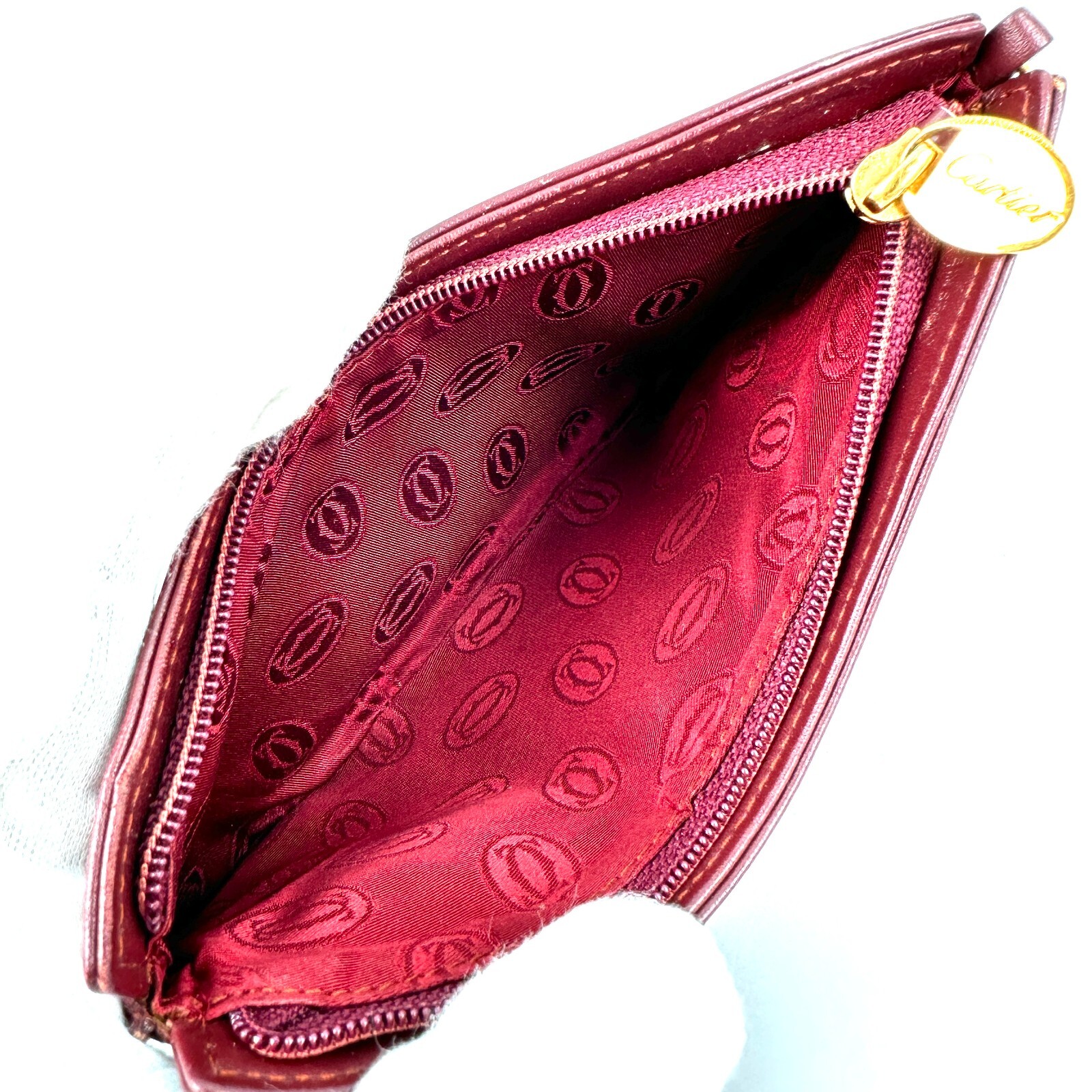 Authentic Cartier pouch Bordeaux Leather — image 9