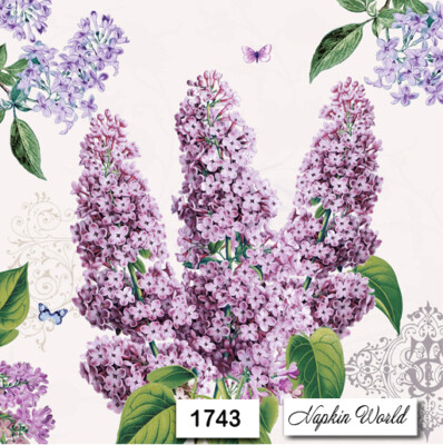 (1743) TWO Individual Paper LUNCHEON Decoupage Napkins - LILAC FLOWERS BLOOM 