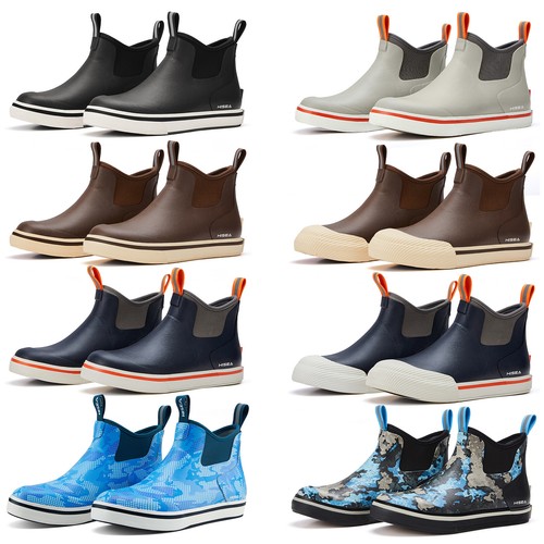 HISEA Men Ankle Fishing Deck Boot Waterproof Arch Support Outdoor Work Rain Boot