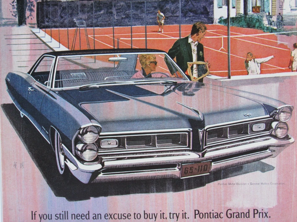 Pontiac Bonneville Vintage 1965 Fitz & Van Arte Original Impresión Anuncio 8,5 x 11" Foto 2 de 4