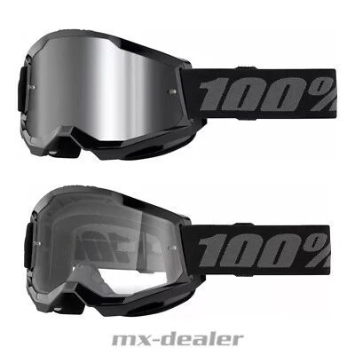 100 % Crossbrille Strata2 Schwarz Black Motocross Enduro Downhill MTB BMX DH