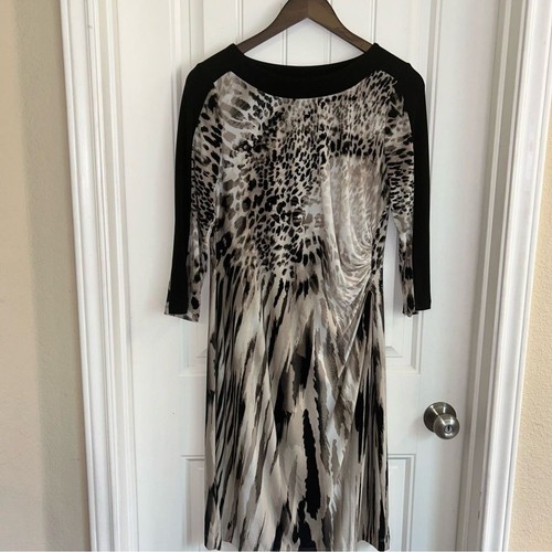 Chicos animal print side ruched dress women M - Picture 2 of 12