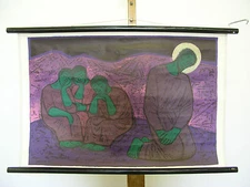 School Wall Map Bible History Patmos 16 ~1964 Jesus on the Mount of Olives 77x50cm Vintage  