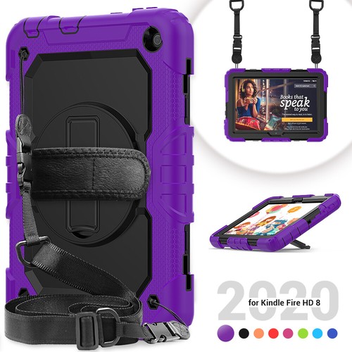For Amazon Fire HD8 2020 10th Gen Heavy Duty Rotated Case with Screen Protector - Picture 22 of 66