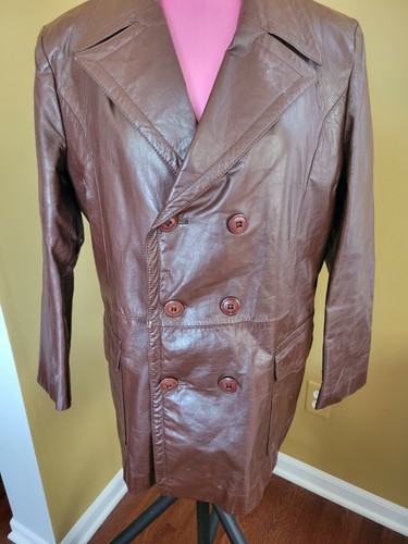 Genuine Leather Trench Coat 