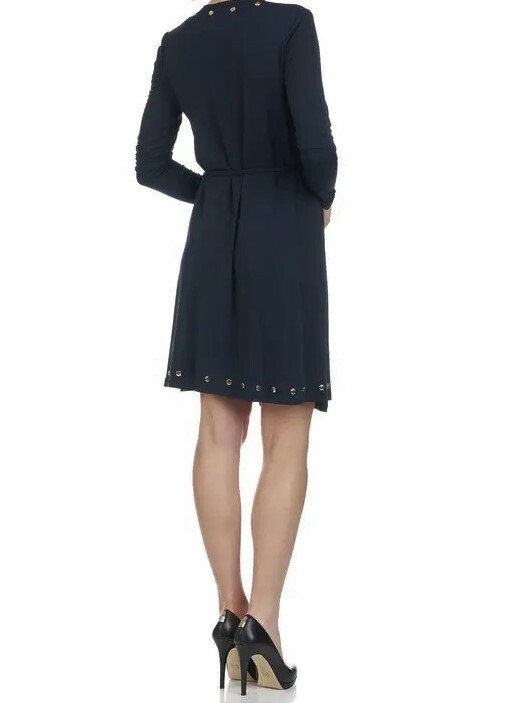 Michael Kors Womens Studded Long Sleeves Wrap Dress MH68WKW3TW