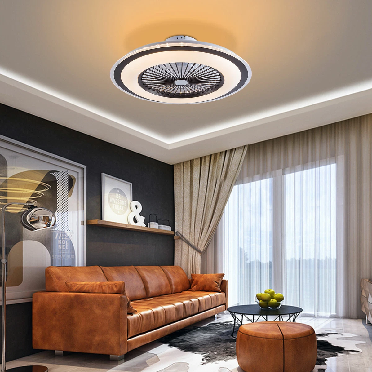 Bladeless Ceiling Fan With Led Light Shelly Lighting