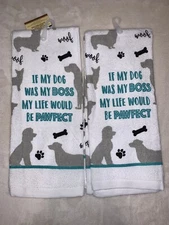 Home Collection Dog Woof Pawfect Kitchen Dish Towels 15"x25" Set of 2 New