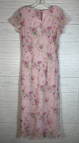 Vintage JBS Ltd Y2K pink chiffon overlay floral dress size 6 - Picture 4 of 8