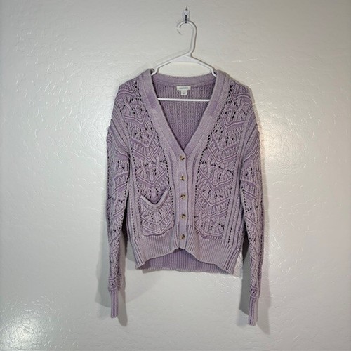 Sundance Katalog Strickjacke Pullover Damen groß Grobstrick lila Boho
