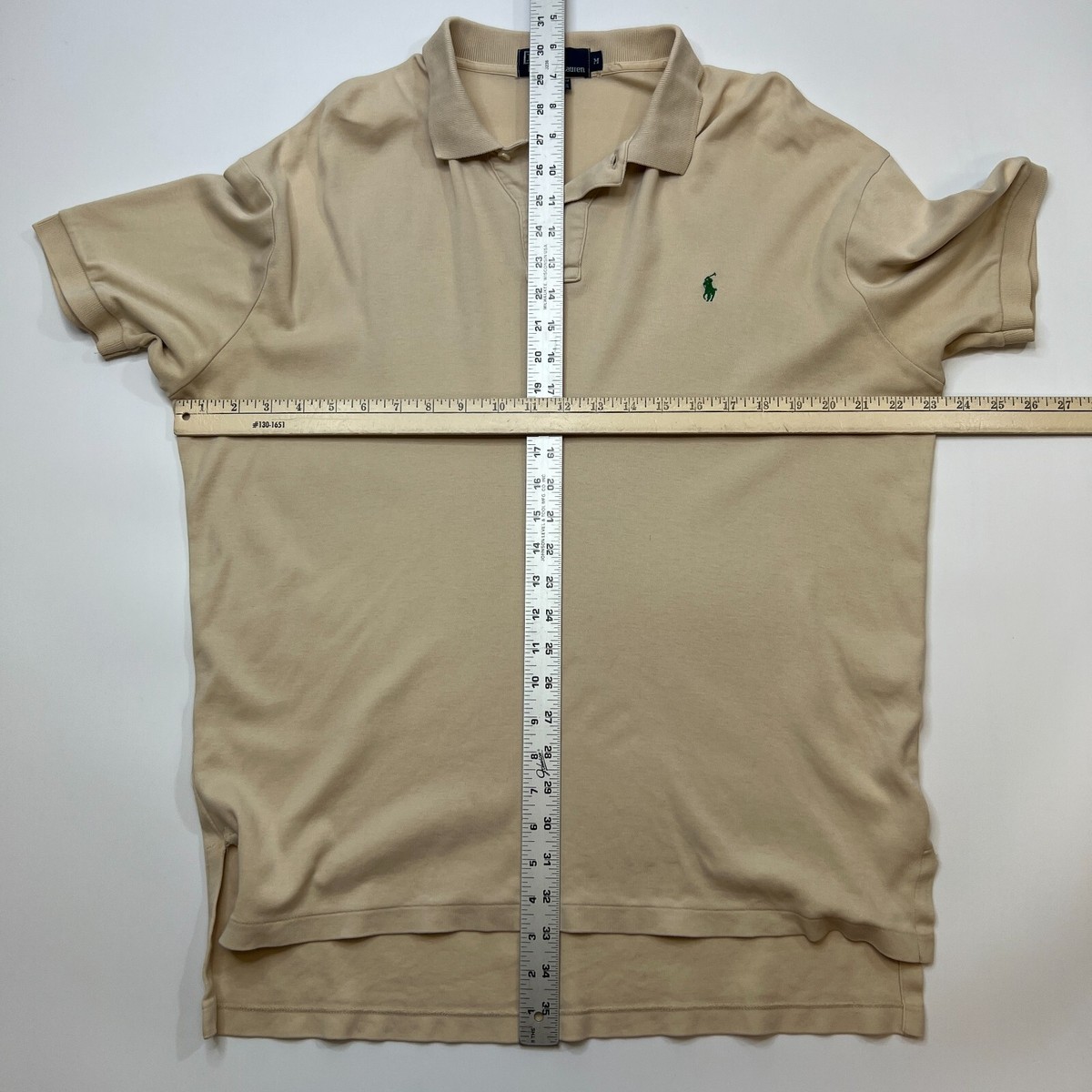 Polo Ralph Lauren Shirt Mens M Medium Beige Cotton Short