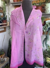 Beautiful Vintage Rectangle Scarf Pink 100% Polyester Made In Italy 62" x 13"