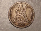 1861 Seated Liberty Dime (Abt. XF & Attractive)