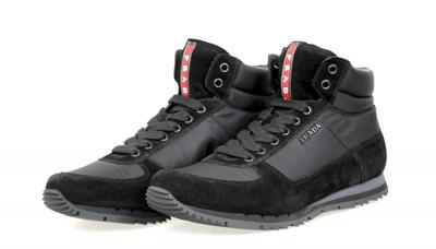 PRADA LINEA ROSSA HIGH-TOP SNEAKERS SHOES 4T2782 BLACK NEW US 9.5 EU 42,5 43