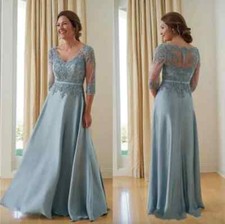 Blue Plus Size Mother Of The Bride Dresses Beads Deep Evening Party Gowns